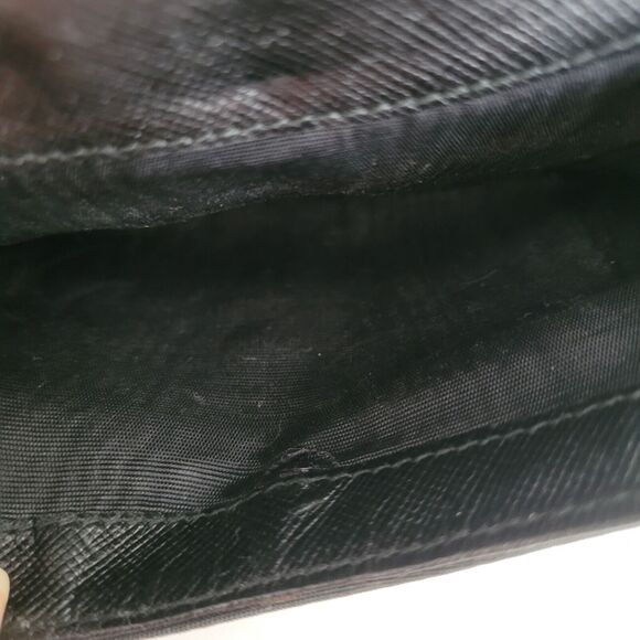PRADA Vintage Tessuto Nero Black Nylon Leather Logo Plate Wallet Small Bifold - Picture 9 of 13